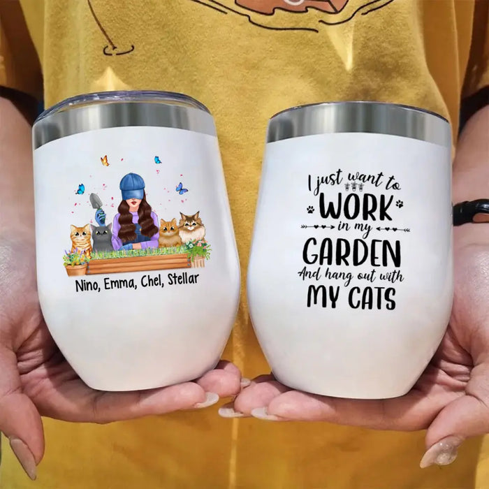 Personalized Wine Tumbler, Life Is Better With Plants And Cats, Gift For Gardeners And Cat Lovers