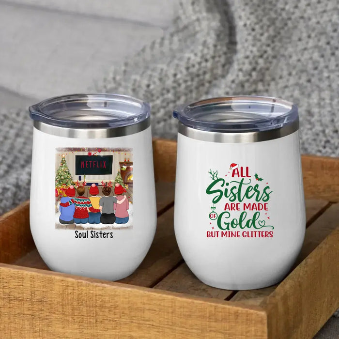 Personalized Wine Tumbler, Up To 5 Girls, Merry Christmas To Sisters - Gift For Sisters, Best Friends