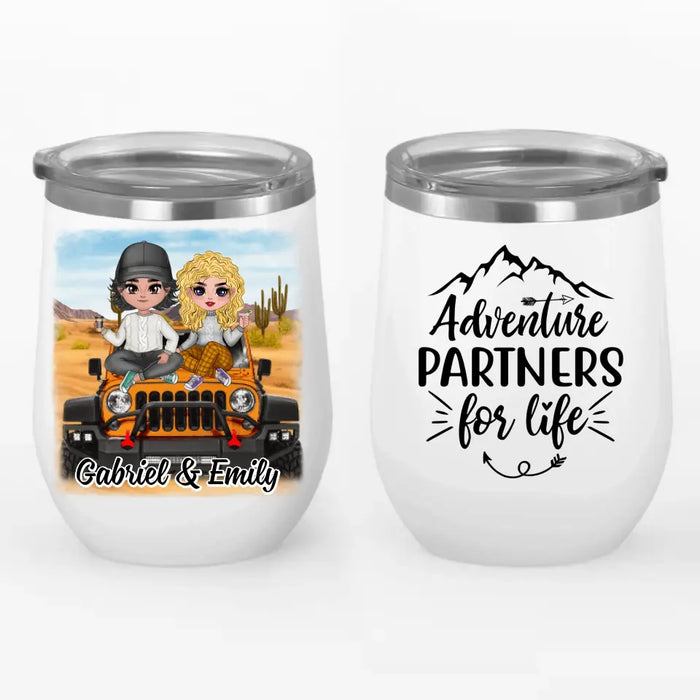Adventure Partners For Life - Personalized Wine Tumbler For Couples, Off-Road Lovers, Valentine's Day