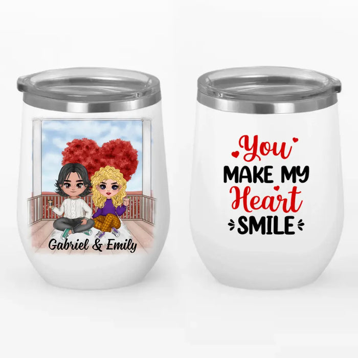 You Make My Heart Smile - Personalized Wine Tumbler For Couples, For Her, For Him