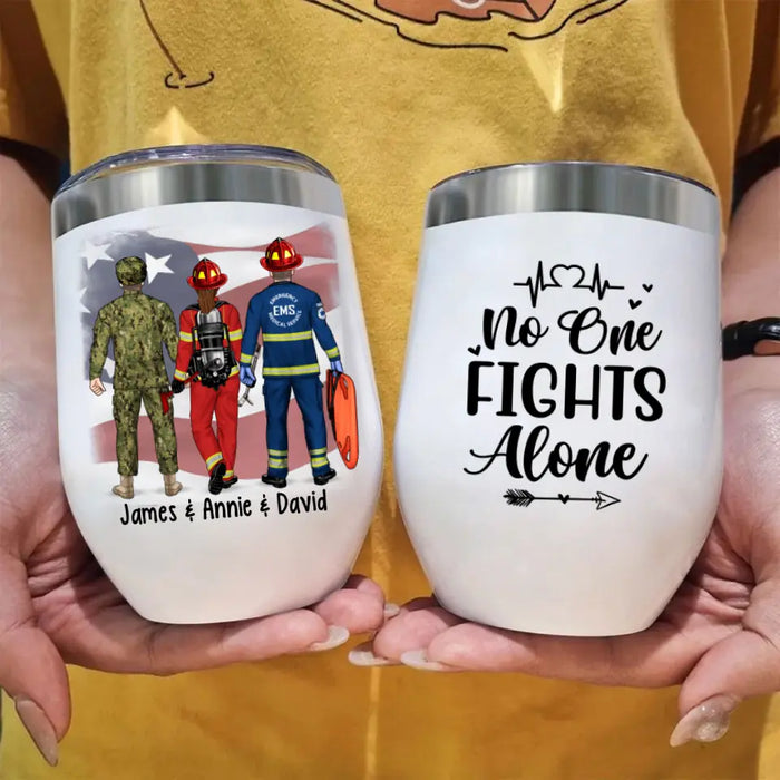 Saving Lives Together - Personalized Wine Tumbler Firefighter, EMS, Police Officer, Military, Nurse