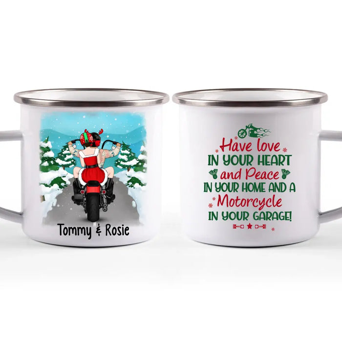 Personalized Mug, Christmas Motorcycle Couple, Christmas Gift For Motorcycle Lovers