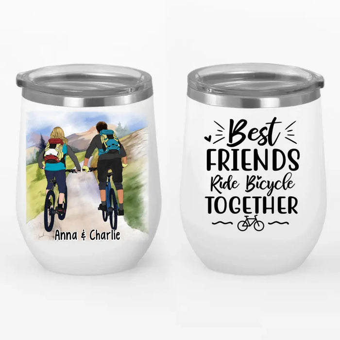 Mountain Biking Partners - Personalized Wine Tumbler For Couples, Friends, Mountain Biking