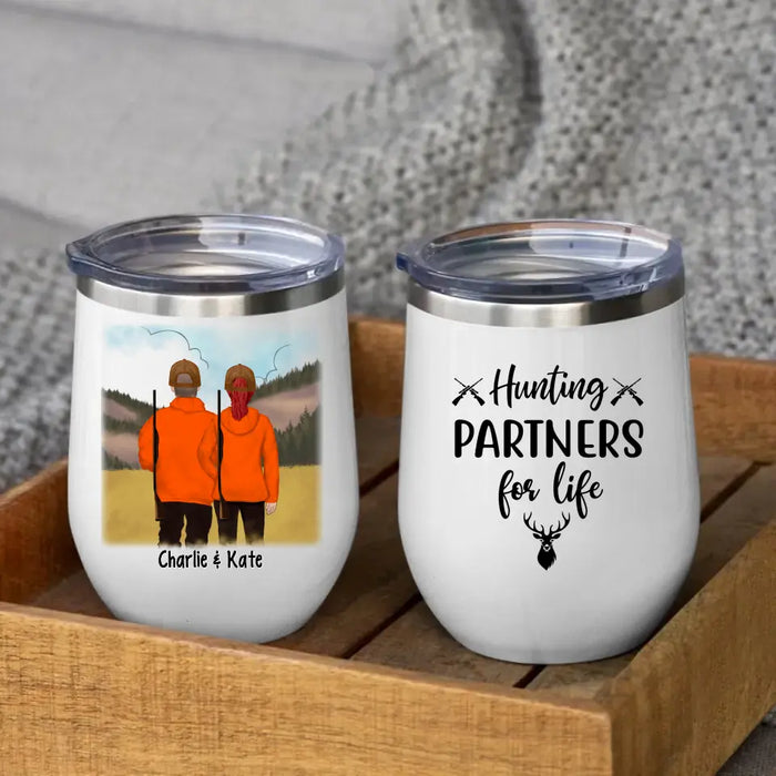 Hunting Partners For Life - Personalized Wine Tumbler For Hunting Couples, Gifts for Hunters