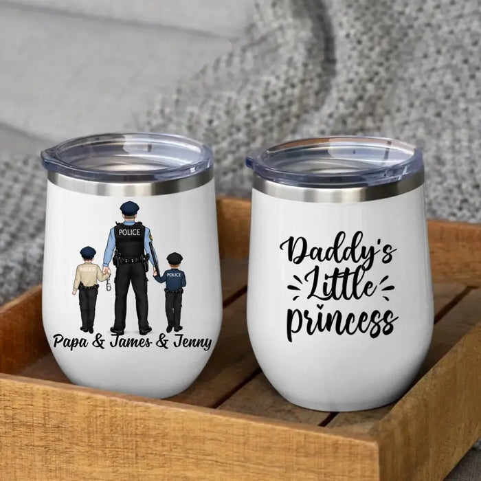 Daddy's Little Princess - Personalized Gifts Custom Police Officer Wine Tumbler for Dad, Police Officer Gifts