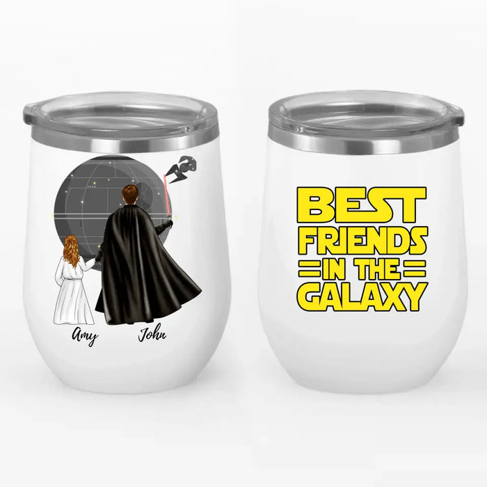 Best Friends in the Galaxy - Father's Day Personalized Gifts Custom Wine Tumbler for Dad