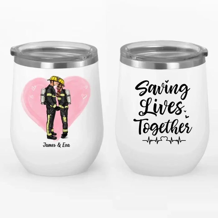 Personalized Wine Tumbler Emergency Couple, Nurse and firefighter, Nurse and Cop, Army Wife, Police Couple, First responder Couple, Fireman and nurse