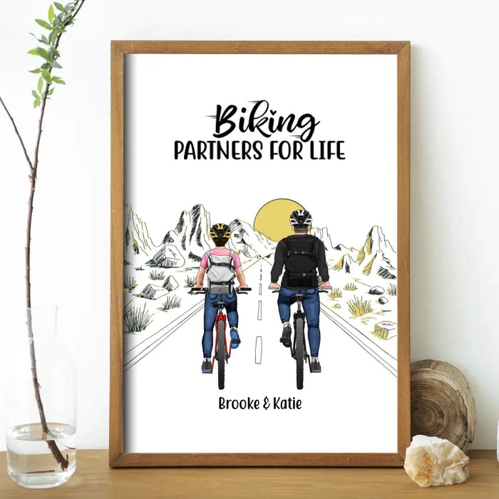 Biking Partners For Life - Personalized Custom Gift Poster For Couples, Family, Gift Biking Lovers