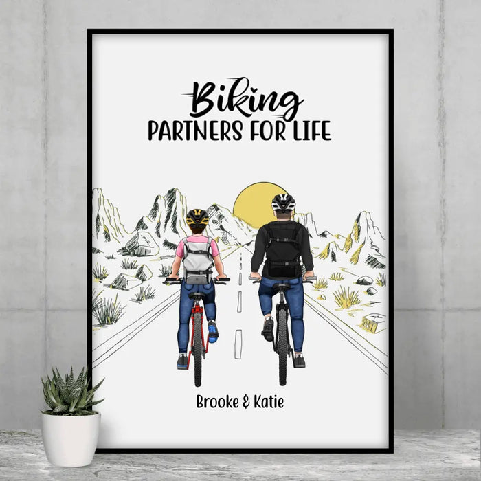 Biking Partners For Life - Personalized Custom Gift Poster For Couples, Family, Gift Biking Lovers