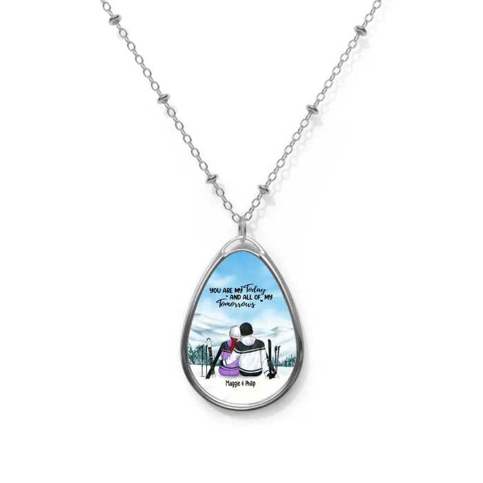 Husband And Wife Skiing Partners For Life - Personalized Gifts Custom Necklace For Couples, For Skiing Lovers
