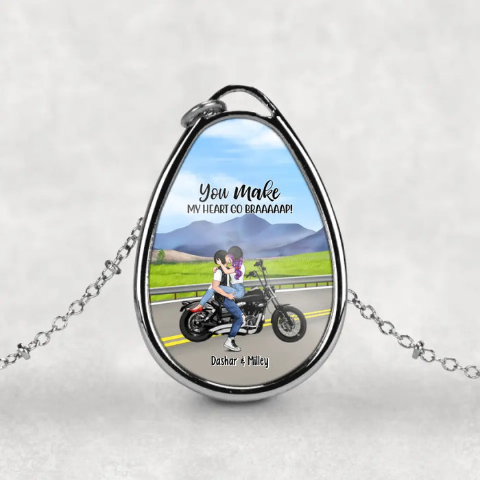You Make My Heart Go Braaaap - Personalized Gifts Custom Necklace For Couples, Motorcycle Lovers