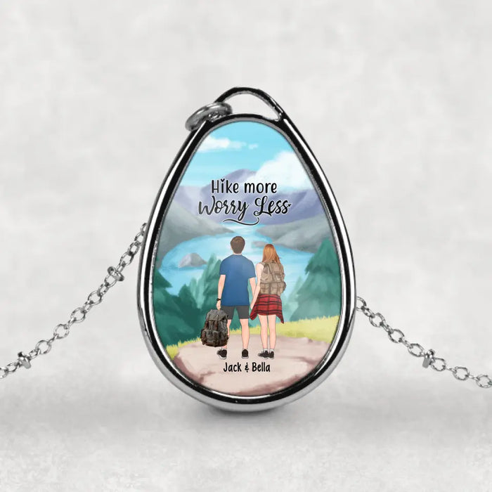 Hike More Worry Less - Personalized Gifts Custom Necklace For Couples, For Hiking Lovers