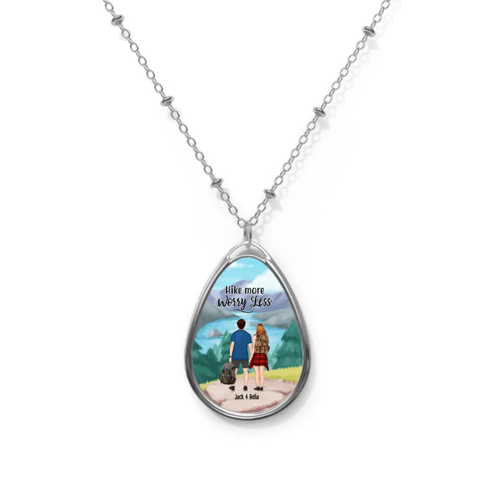 Hike More Worry Less - Personalized Gifts Custom Necklace For Couples, For Hiking Lovers