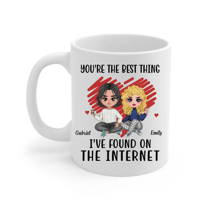 You Are The Best Thing I've Ever Found On The Internet - Personalized Gifts Custom Chibi Mug For Couples