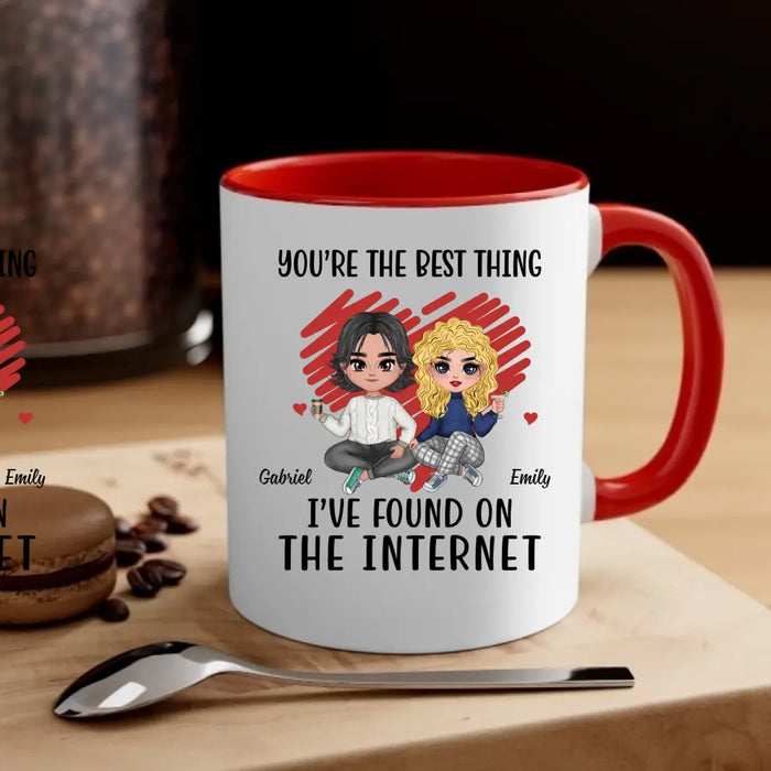 You Are The Best Thing I've Ever Found On The Internet - Personalized Gifts Custom Chibi Mug For Couples