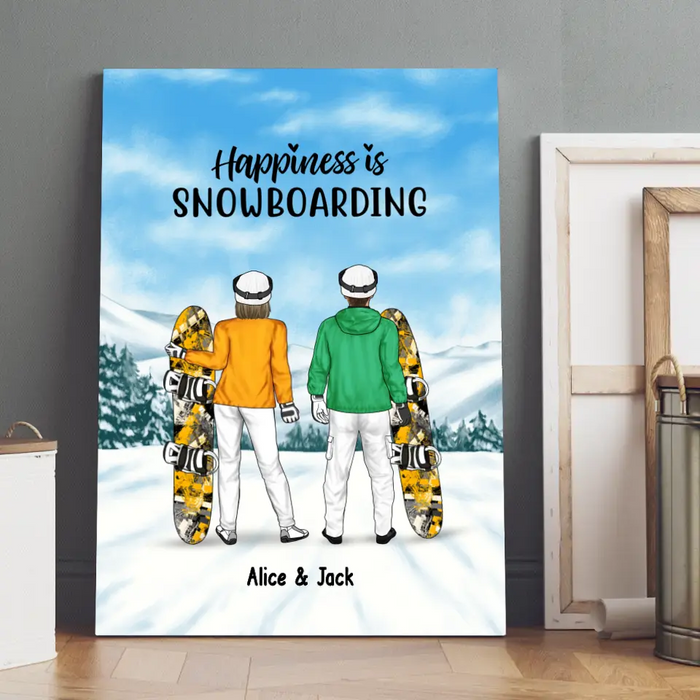 Snowboarding Partners For Life - Personalized Gifts Custom Snowboarding Canvas for Couples, Family, Snowboarding Lovers