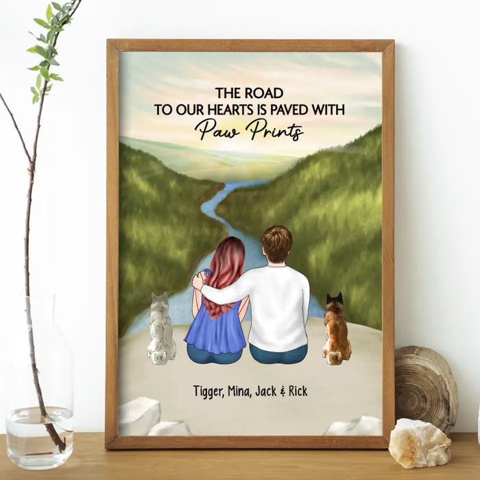 The Road To Our Hearts Is Paved With Paw Prints
 - Personalized Custom Gift Poster For Couples, Dog/ Cat Lovers