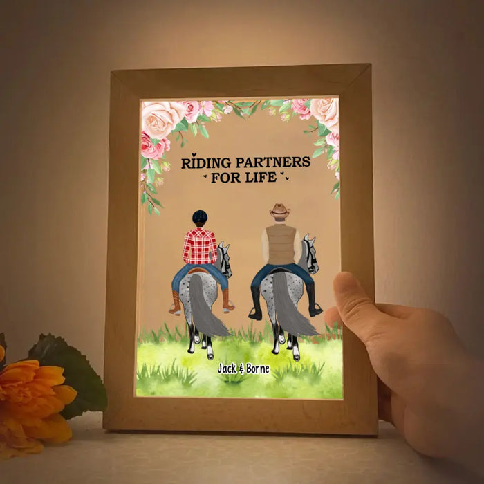 Adventures Together Forever - Personalized Gift Custom Photo Frame Lamp, Gift For Couples, Horse Riding Lovers