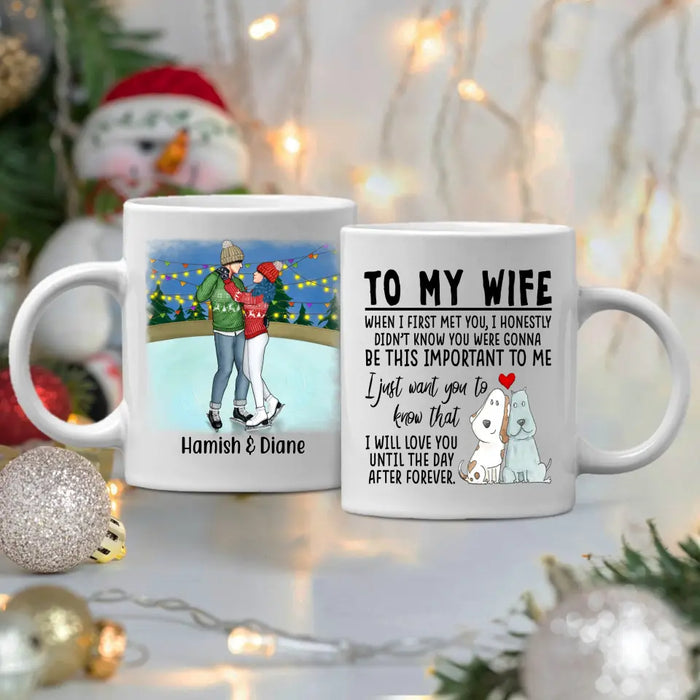 To My Wife Love You Until The Day After Forever - Personalized Mug For Couples, For Her, Ice Skating