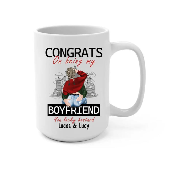 Congrats On Being My Boyfriend - Couple Personalized Custom Mug