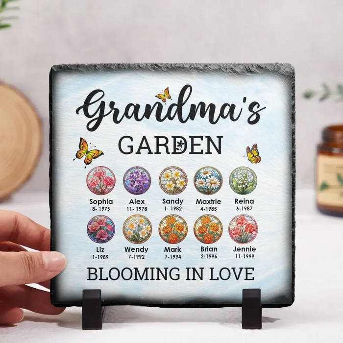 Grandma's Garden Blooming With Love Grandchildren Names - Personalized Garden Stone, Gifts for Grandma, Gardening Lovers