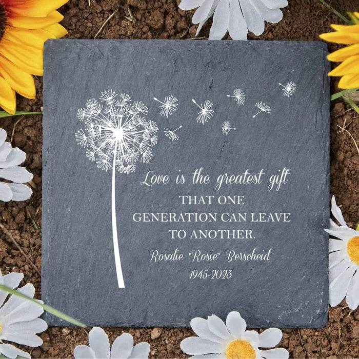 Love Is Greatest Gift That One Generation Can Leave To Another - Personalized Garden Stone, Memorial Sympathy Gift for Loss Of Family