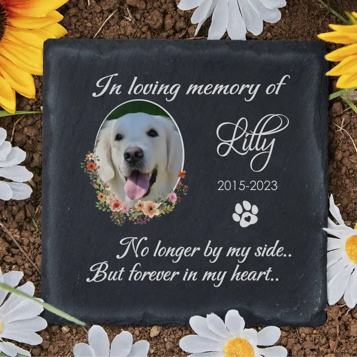 No Longer By My Side But Forever In My Heart - Personalized Garden Stone, Pet Loss Memorial Sympathy Gifts
