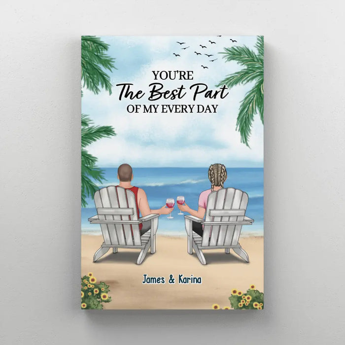 You're The Best Part Of My Everyday - Personalized Gifts Custom Canvas For Couples, Beach Lovers