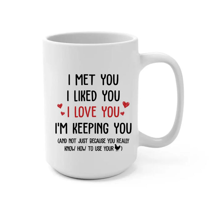 I Met You I Liked You I Love You I'm Keeping You - Personalized Gifts Custom Mug For Husband Boyfriend, For Couples