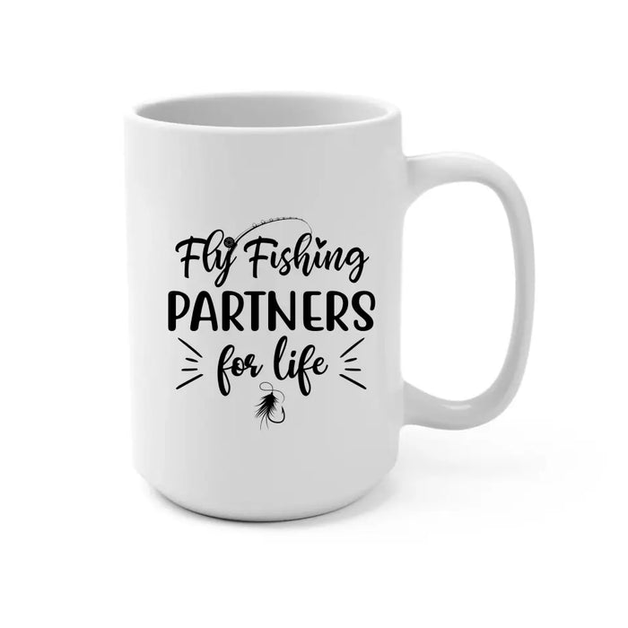 Fishing Partners For Life - Personalized Gifts Custom Mug For Family For Couples, Fly Fishing Lovers