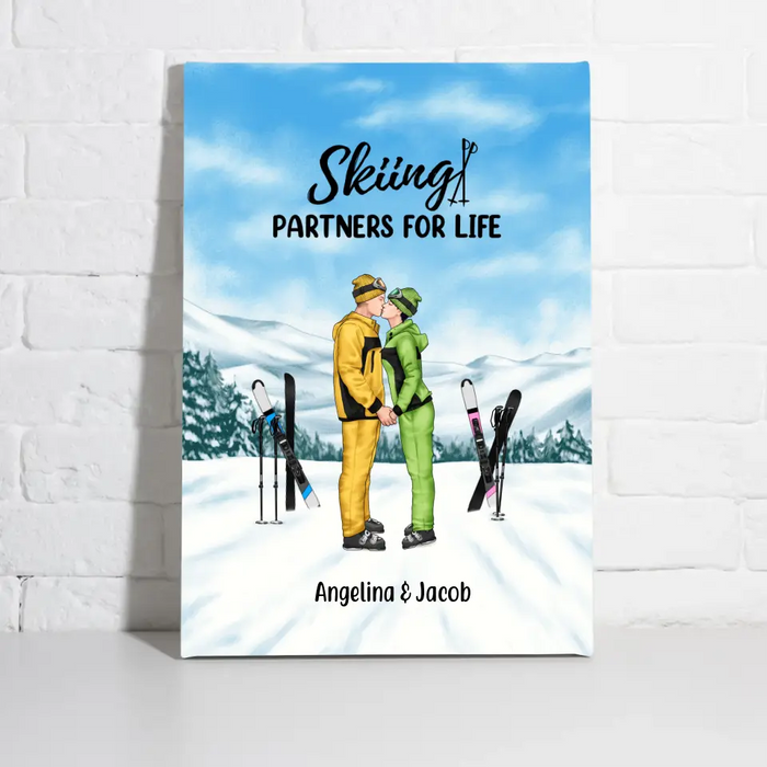 Skiing Partners For Life - Personalized Gifts Custom Canvas For Couples, Skiing Lovers