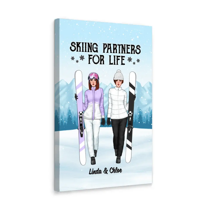 Skiing Partners For Life - Personalized Canvas For Friends, For Her, Skiing