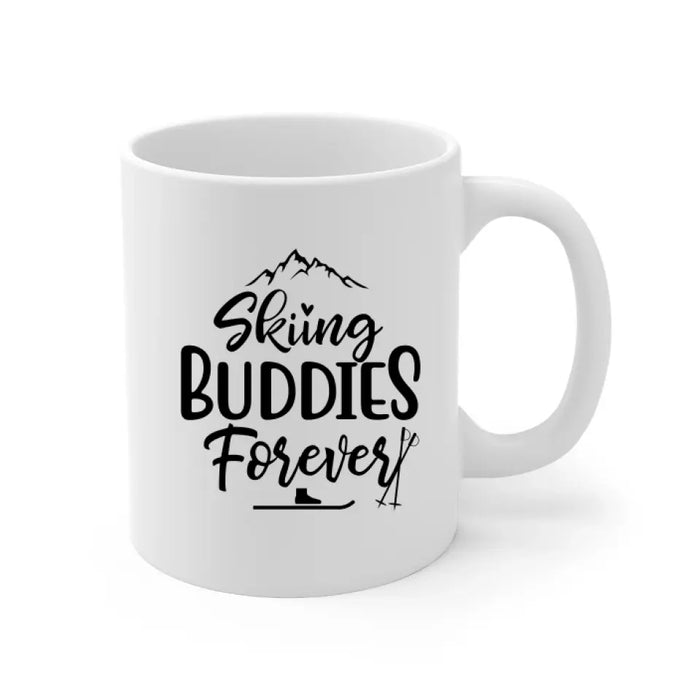 Skiing Couple Sitting Together - Personalized Mug For Her, Him, Skiing