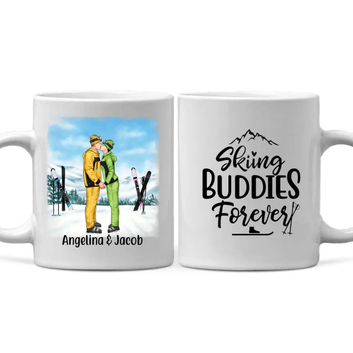 Skiing Buddies Forever - Personalized Mug For Couples, For Him, For Her, Skiing