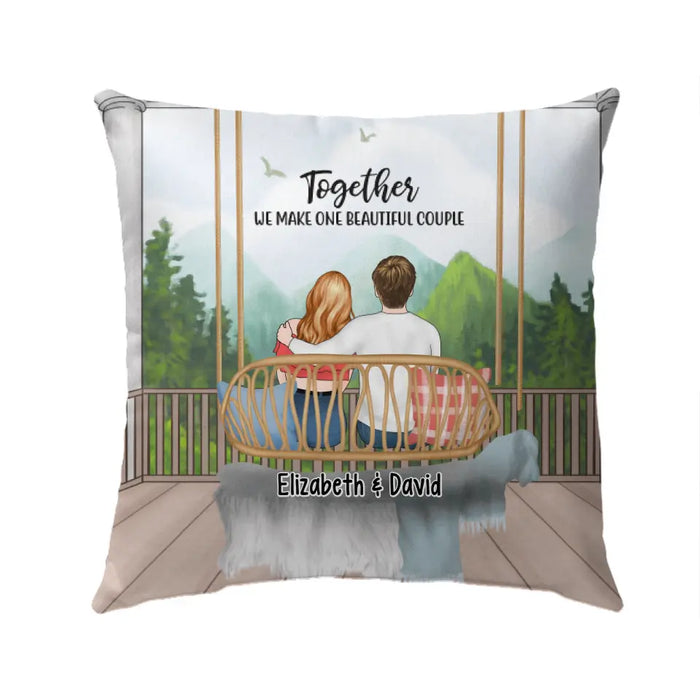 Personalized Pillow, Couple Sitting On Swing, Together We Make One Beautiful Couple, Couple Gift, Gift For Her, Gift For Him