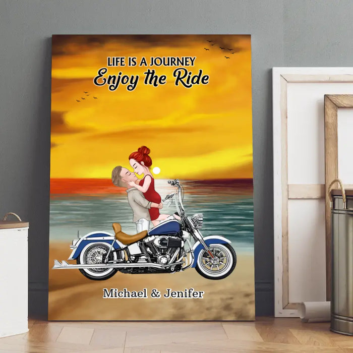 Life Is A Journey Enjoy The Ride - Personalized Gifts Custom Canvas For Biker Couples, Motorcycle Lovers