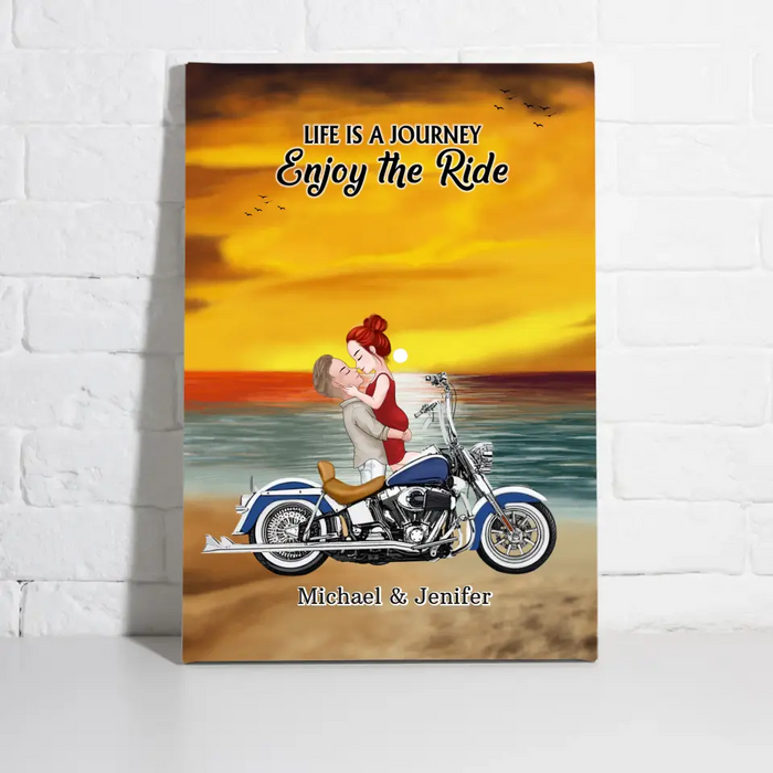 Life Is A Journey Enjoy The Ride - Personalized Gifts Custom Canvas For Biker Couples, Motorcycle Lovers