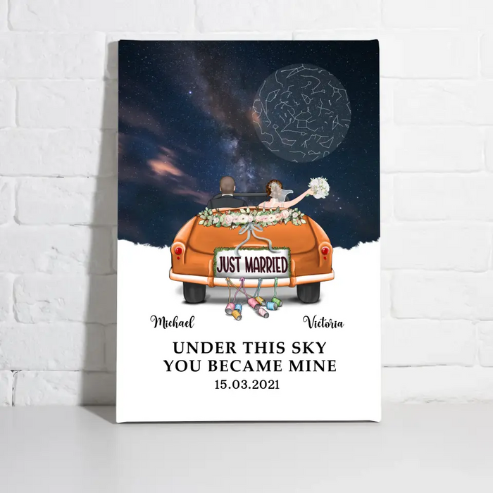 Under This Sky You Became Mine - Personalized Gifts Custom Canvas For Couples, Star Map Print, Wedding Anniversary Gift