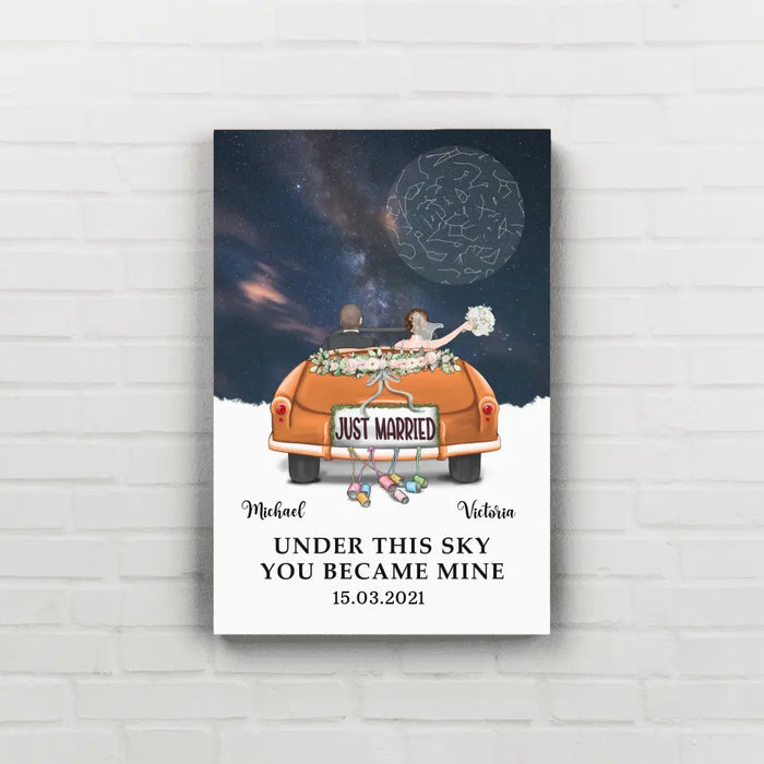 Under This Sky You Became Mine - Personalized Gifts Custom Canvas For Couples, Star Map Print, Wedding Anniversary Gift