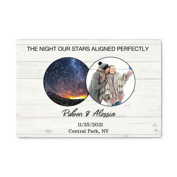 The Night Our Stars Aligned Perfectly - Personalized Photo Upload Gifts Custom Constellation Star Map Canvas for Couples, Anniversary Gift