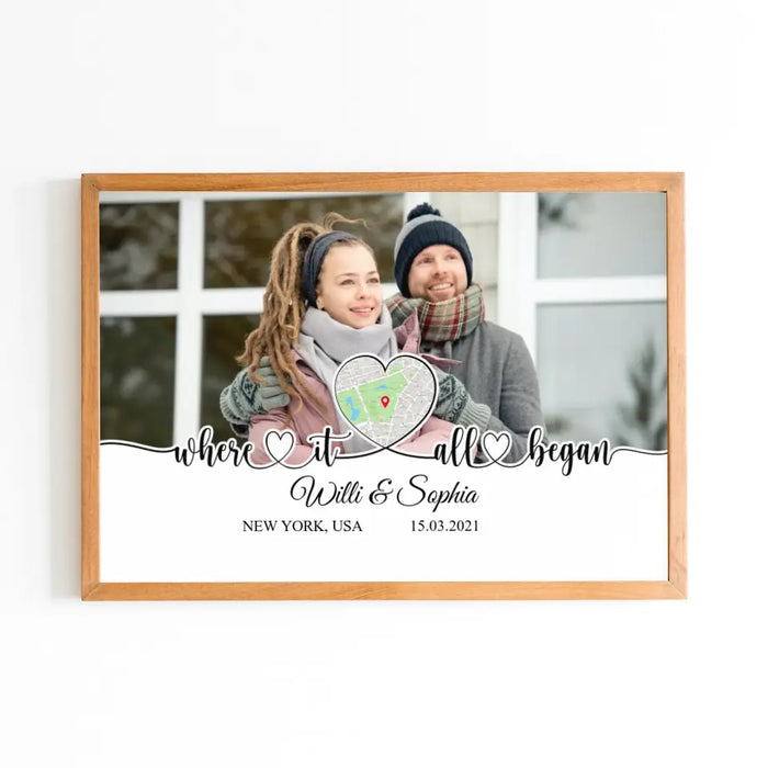 Where It All Began - Personalized Upload Photo Gifts Custom Poster For Couples, Custom Map Print