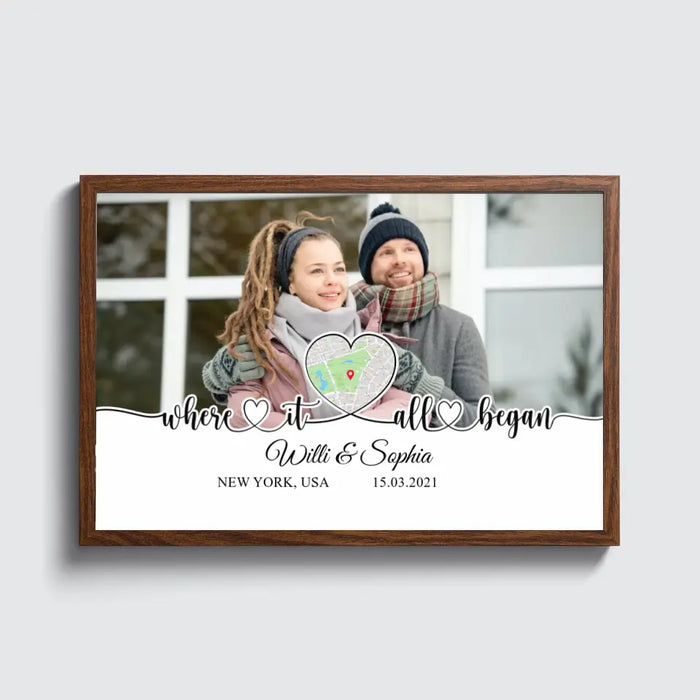 Where It All Began - Personalized Upload Photo Gifts Custom Poster For Couples, Custom Map Print