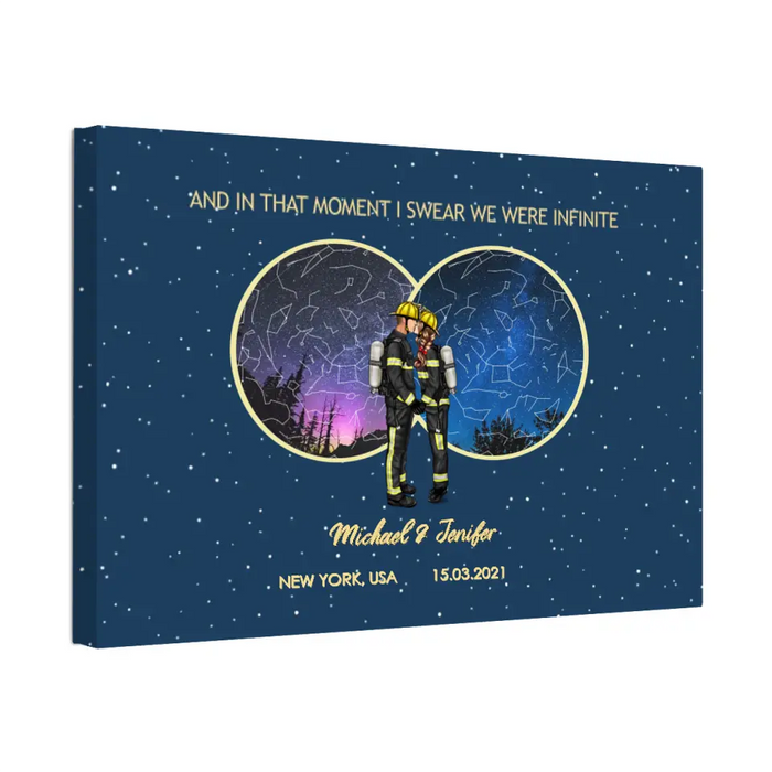 And In That Moment I Swear We Were Infinite - Personalized Gifts Custom Constellation Star Map Canvas for Couples, Anniversary Gift
