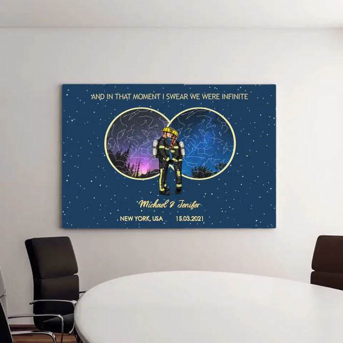 And In That Moment I Swear We Were Infinite - Personalized Gifts Custom Constellation Star Map Canvas for Couples, Anniversary Gift