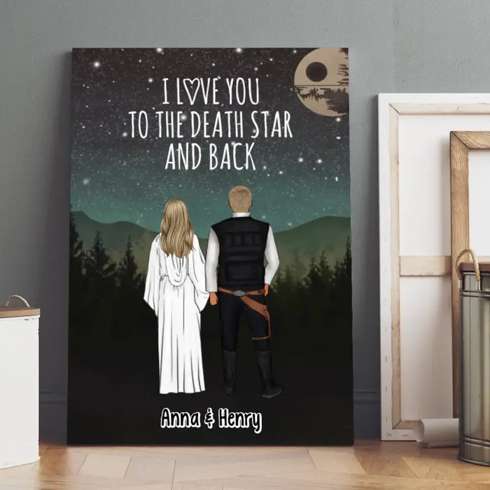 I Love You To The Death Star And Back - Personalized Canvas For Couple, Anniversary Valentines Day Gift