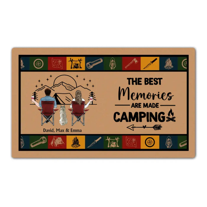 The Best Memories Are Made Camping - Personalized Gifts Custom Couple Doormat for Camping and Dogs Lovers