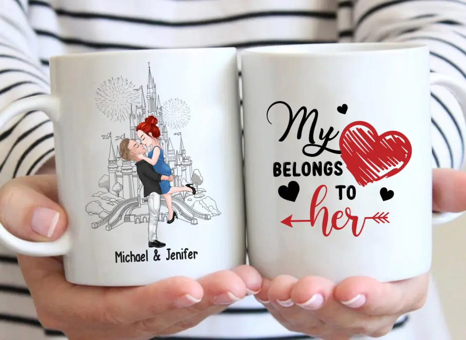 My Heart Belongs To Her - Personalized Gifts Custom Mug For Girlfriend, Wife, For Couples