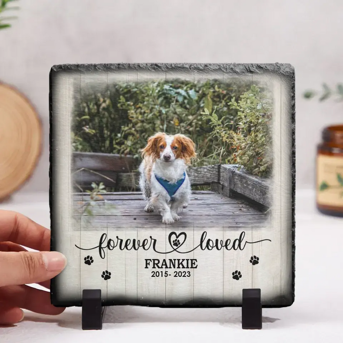 Forever Loved - Personalized Garden Stone, Custom Photo Upload Pet Loss Memorial Sympathy Gifts
