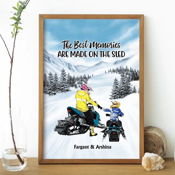 Riding Partners For Life - Personalized Gifts Custom Mom/Dad With Kids Poster For Snowmobile Lovers
