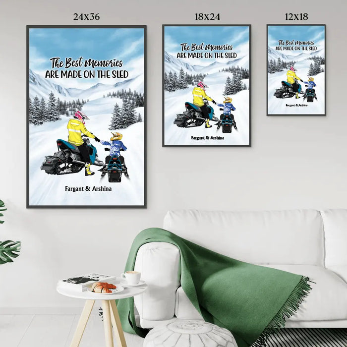 Riding Partners For Life - Personalized Gifts Custom Mom/Dad With Kids Poster For Snowmobile Lovers